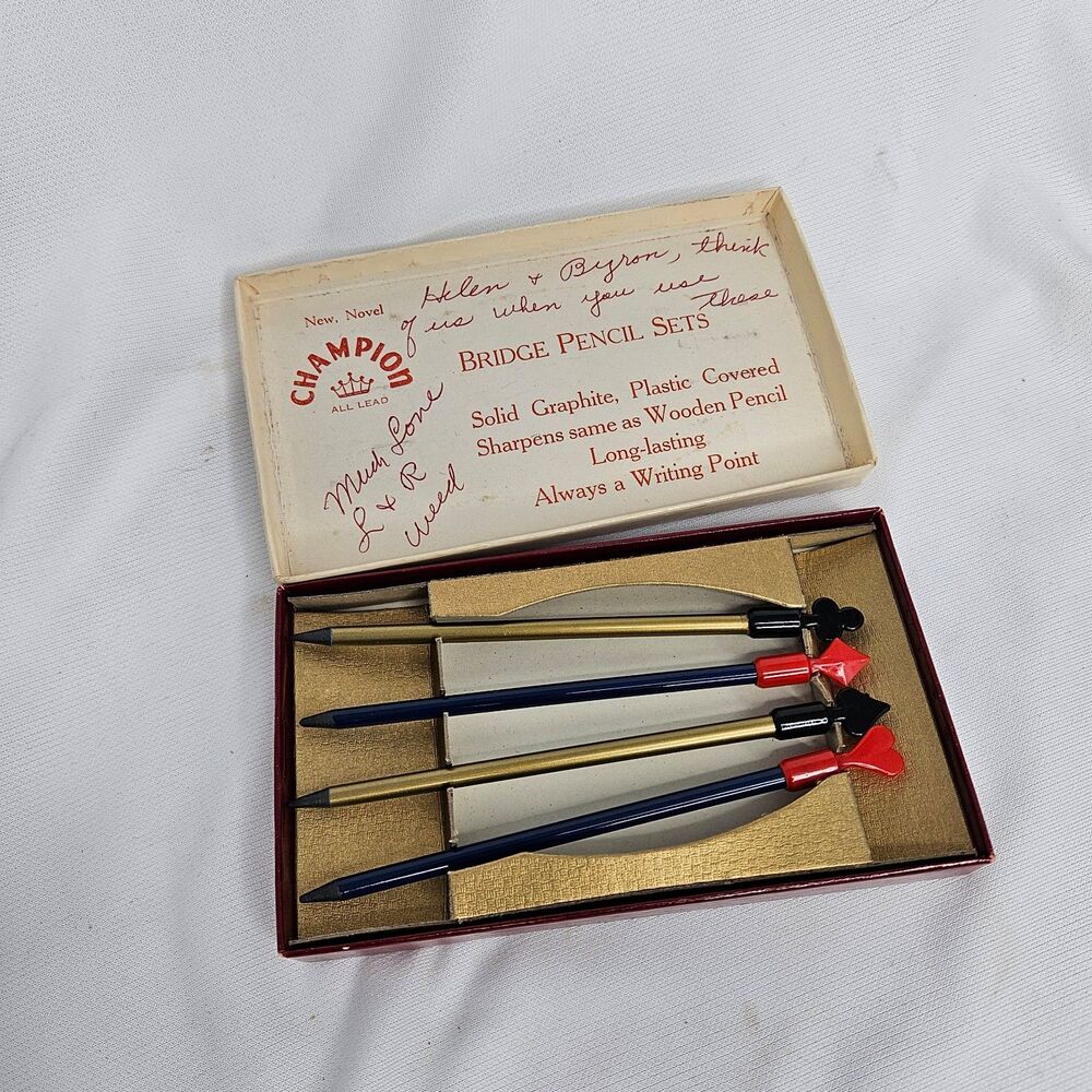 Vintage Champion Bridge Pencil Set Card Suits